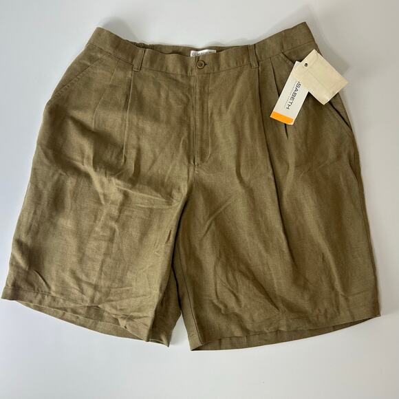 Liz Claiborne Linen Shorts NWT Vintage 20 Women 90s Pleated Deadstock Tan Casual - Picture 1 of 10
